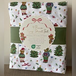 Christmas Teddy Bear KING sheet set